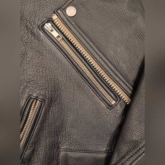 Quince Black Oversized Leather Moto Jacket Sz. XS - Picture 12 of 12